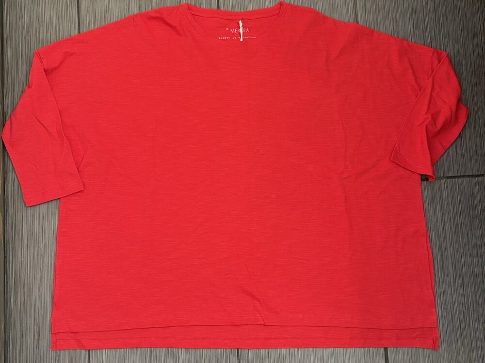 Mersea Catalina Slub Tee One Size Red 100% Cotton OSFA Lagenlook Minimalist